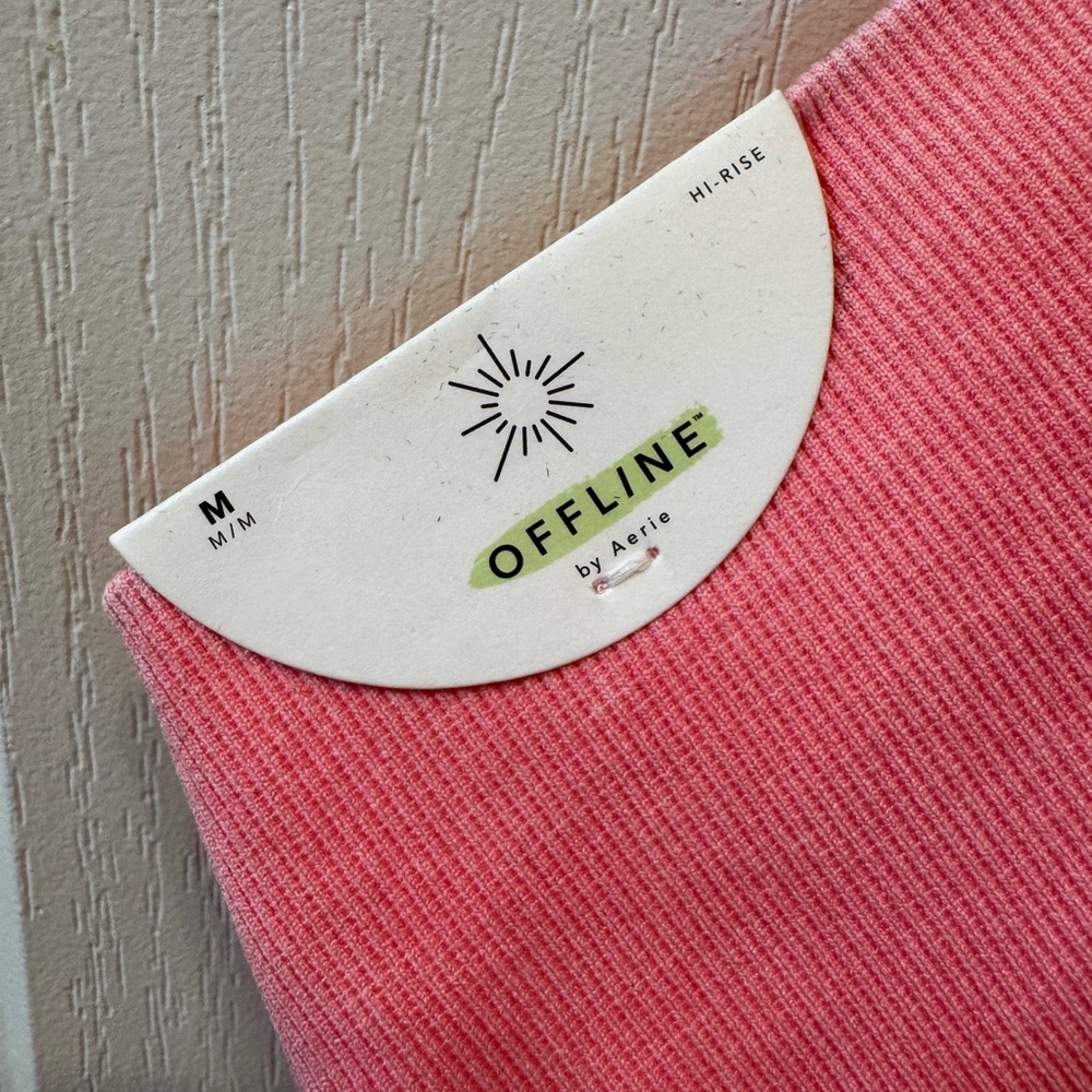 AERIE OFFLINE Leggings Waffle Knit Pink Hi-Rise Medium